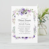 Dusty Violet Floral Virtual Baby shower Kaart (Staand voorkant)