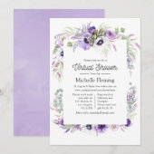 Dusty Violet Floral Virtual Baby shower Kaart (Voorkant / Achterkant)