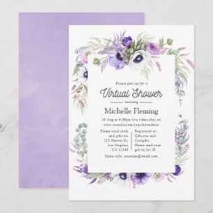 Dusty Violet Floral Virtual Baby shower Kaart