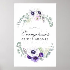 Dusty Violet Floral Vrijgezellenfeest Welkom Poster
