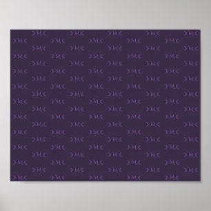Dusty Violet Monogram Crescent Moon Patroon Poster