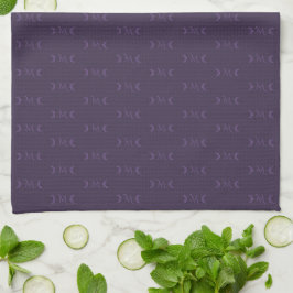 Dusty Violet Monogram Crescent Moon Patroon Theedoek