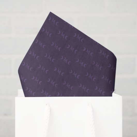 Dusty Violet Monogram Crescent Moon Patroon Tissuepapier (Cadeauzakje)