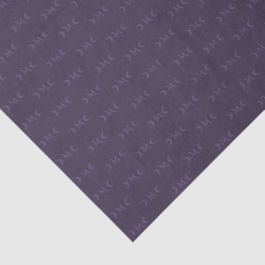 Dusty Violet Monogram Crescent Moon Patroon Tissuepapier (Detail)