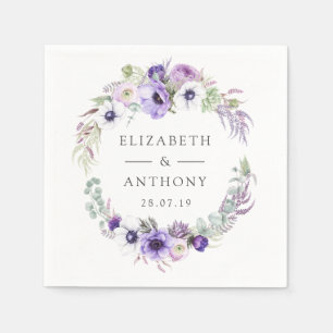 Dusty Violet Pastel Bloemen Bruiloft Servet