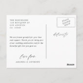 Dusty Violet Pastel Floral Wedding Photo Dank u Briefkaart (Achterkant)