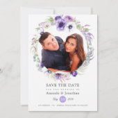 Dusty Violet Pastel Waterverf Foto Bruiloft Save The Date (Voorkant)