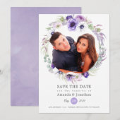 Dusty Violet Pastel Waterverf Foto Bruiloft Save The Date (Voorkant / Achterkant)