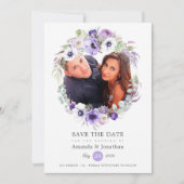 Dusty Violet Pastel Waterverf Foto Bruiloft Save The Date (Voorkant)