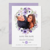Dusty Violet Pastel Waterverf Foto Bruiloft Save The Date (Voorkant / Achterkant)