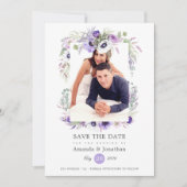 Dusty Violet Pastel Waterverf Foto Bruiloft Save The Date (Voorkant)