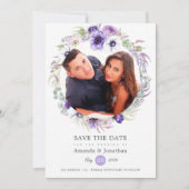 Dusty Violet Pastel Waterverf Foto Bruiloft Save The Date (Voorkant)