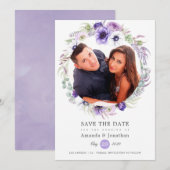 Dusty Violet Pastel Waterverf Foto Bruiloft Save The Date (Voorkant / Achterkant)