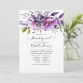 Dusty Violet Poppy Floral Baby shower per post Kaart (Staand voorkant)