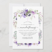 Dusty Violet Poppy Floral Baptism of Christening Kaart (Voorkant)