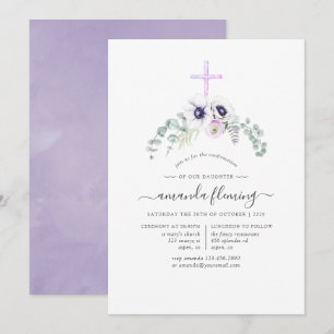 Dusty Violet Poppy Floral Bevestiging Kaart