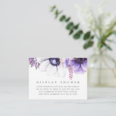 Dusty Violet Waterverf Floral Baby Display Shower Informatiekaartje (Staand voorkant)