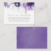 Dusty Violet Waterverf Floral Baby Display Shower Informatiekaartje (Voorkant / Achterkant)