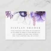 Dusty Violet Waterverf Floral Baby Display Shower Informatiekaartje (Voorkant)