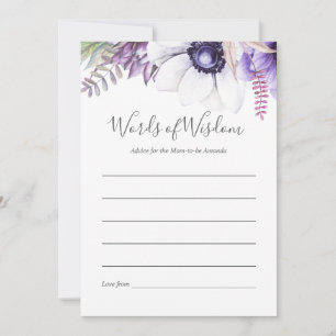 Dusty Violet Waterverf Floral Baby shower Advice Advieskaart
