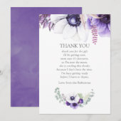 Dusty Violet Waterverf Floral Baby shower Bedankt (Voorkant / Achterkant)