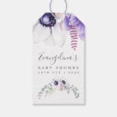 Dusty Violet Waterverf Floral Baby shower Cadeaulabel (Voorkant)