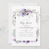 Dusty Violet Waterverf Floral Baby shower Kaart (Voorkant)