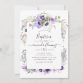 Dusty Violet Waterverf Floral Baptisme Kaart (Voorkant)