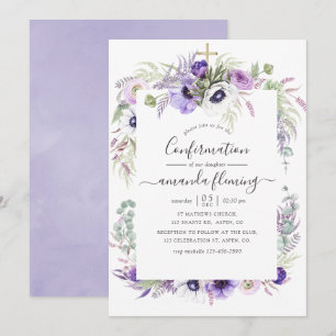 Dusty Violet Waterverf Floral bevestiging Kaart