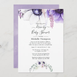 Dusty Violet Waterverf Floral drive by Shower Kaart