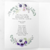 Dusty Violet Waterverf Floral Quinceañera Drieluik Uitnodiging (Binnenzijde eerst)