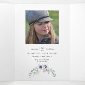 Dusty Violet Waterverf Floral Quinceañera Drieluik Uitnodiging (Binnenkant midden)