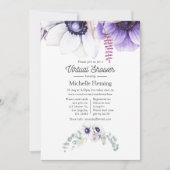 Dusty Violet Waterverf Floral Virtual Baby shower Kaart (Voorkant)