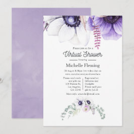 Dusty Violet Waterverf Floral Virtual Baby shower Kaart