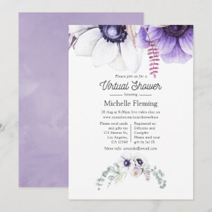 Dusty Violet Waterverf Floral Virtual Baby shower Kaart