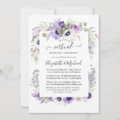 Dusty Violet Waterverf Floral virtuele bruiloft Kaart (Voorkant)