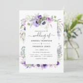Dusty Violet Waterverf Floral Wedding Kaart (Staand voorkant)