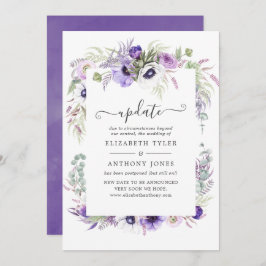 Dusty Violet Waterverf Floral Wedding Update Kaart