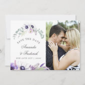 Dusty Violet Wedding Floral Wedding Save the Date (Voorkant)