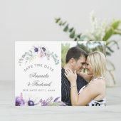 Dusty Violet Wedding Floral Wedding Save the Date (Staand voorkant)