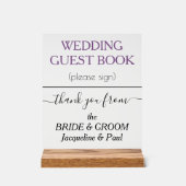 Dusty Violet Wedding Guest Book Clear Acryl Bord (Voorkant)