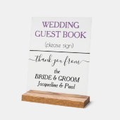 Dusty Violet Wedding Guest Book Clear Acryl Bord (Hoek)