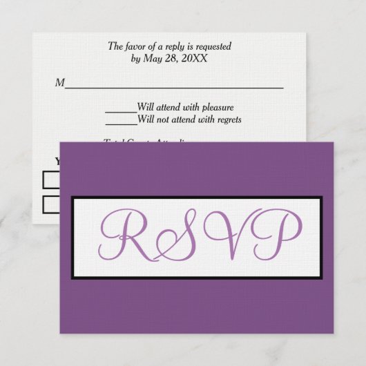 Dusty Violet Wedding RSVP-script RSVP Kaartje (Voorkant / Achterkant)