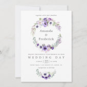 Dusty Violet Wedding Waterverf Floral Uitnodiging (Voorkant)