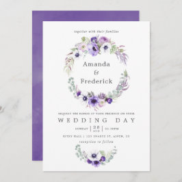 Dusty Violet Wedding Waterverf Floral Uitnodiging