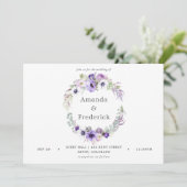 Dusty Violet Wedding Waterverf Floral Uitnodiging (Staand voorkant)