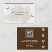 Dusty waterverf & Butterfly moderne QR-code RSVP Informatiekaartje (Voorkant / Achterkant)