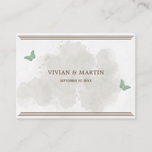 Dusty waterverf & Butterfly moderne QR-code RSVP Informatiekaartje (Voorkant)