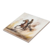 Dusty Western Aquarel Cowboy Riding Mustang Tegeltje (Zijkant)