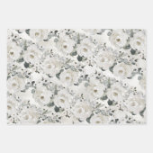Dusty White Peony & Silver Eucalyptus Greenery Inpakpapier Vel (Voorkant)
